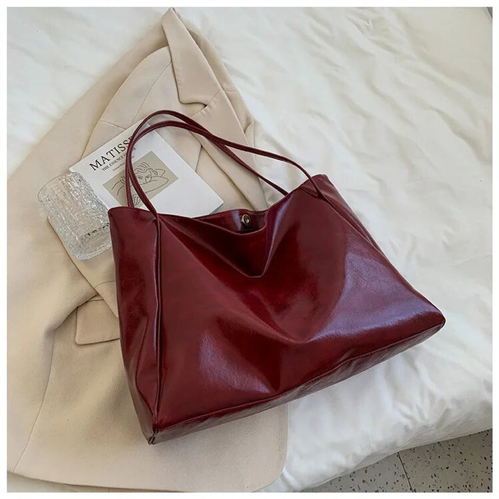 Retro PU-Leren Tote Bag Dames Ruime Schoudertas - Rot