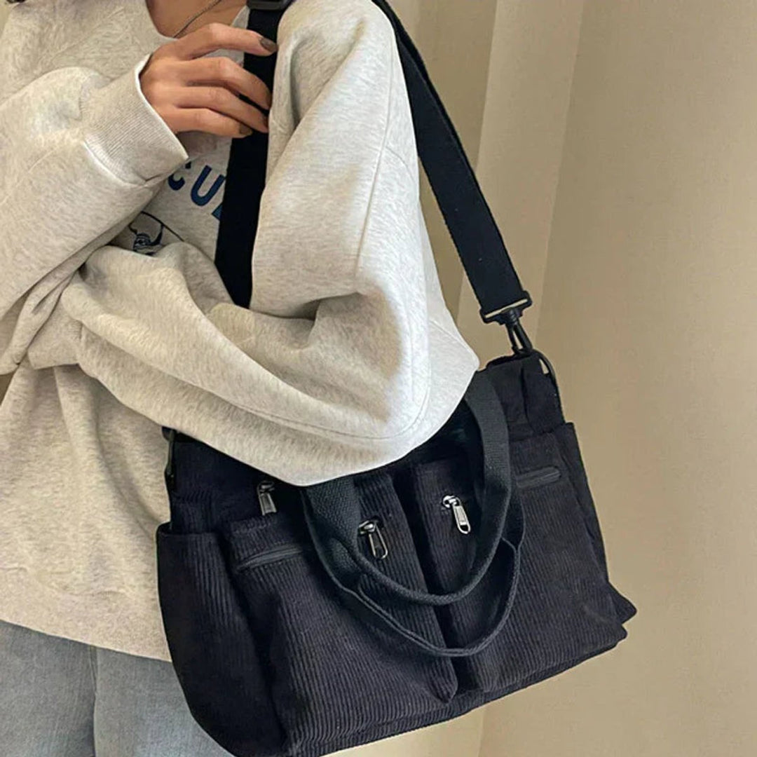 Ribfluwelen Veelzakkige Tote Bag Dames Schoudertas