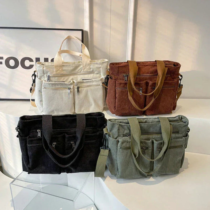 Ribfluwelen Veelzakkige Tote Bag Dames Schoudertas