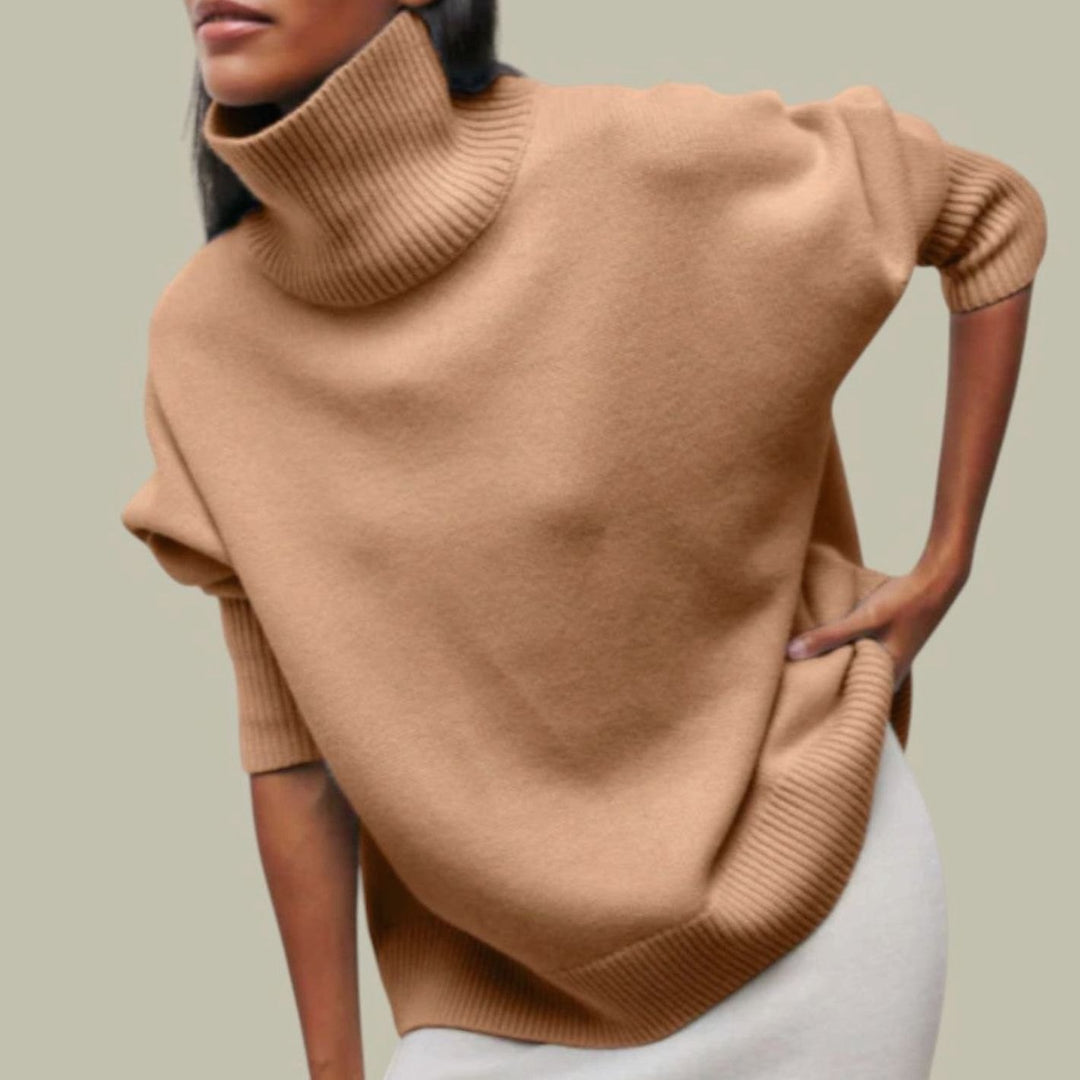 Rollkragenpullover für Damen Oversize Lockerer Strickpullover - Khaki