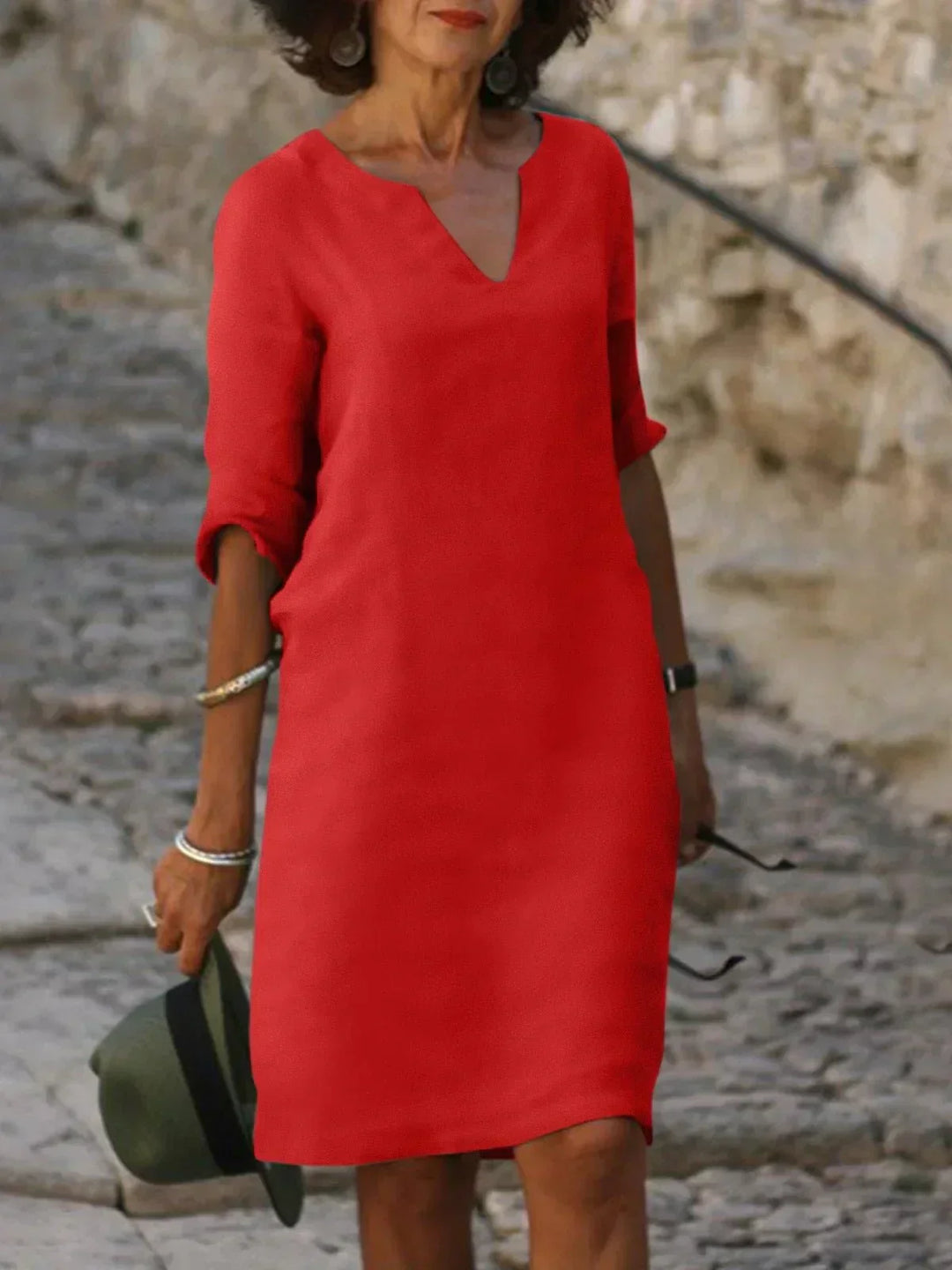 Victoria | Damen Elegantes Midikleid mit Ausschnitt