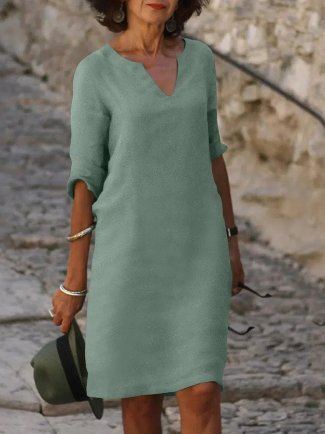 Victoria | Damen Elegantes Midikleid mit Ausschnitt