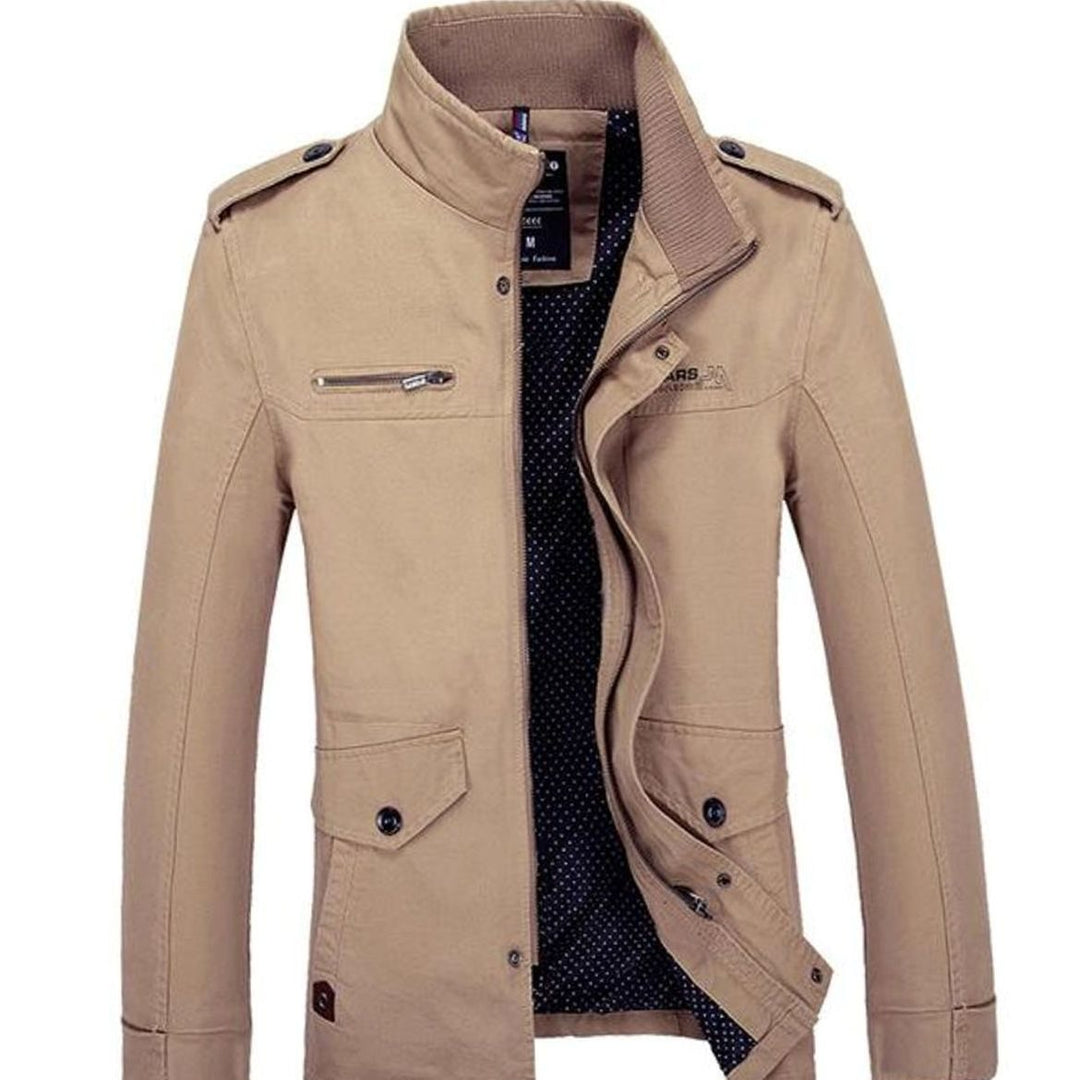 Slim-fit Gewatteerde Katoenen Winterjas Heren met Epauletten - Khaki