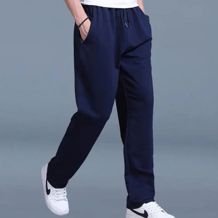 Sportieve Rechte Joggingbroek Heren met Verstelbare Taille - Donkerblauw
