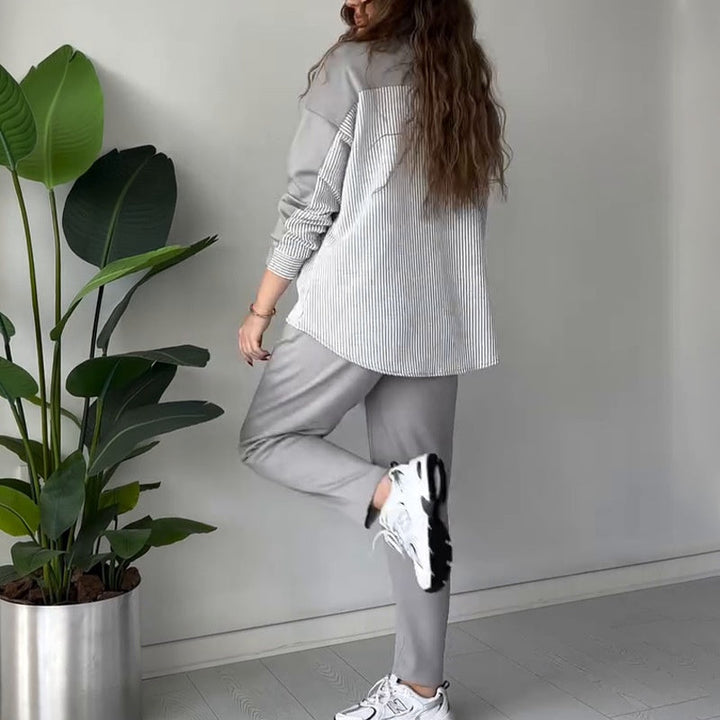 Bregje™ Modisches Damen-Set mit asymmetrischem Top und Hose
