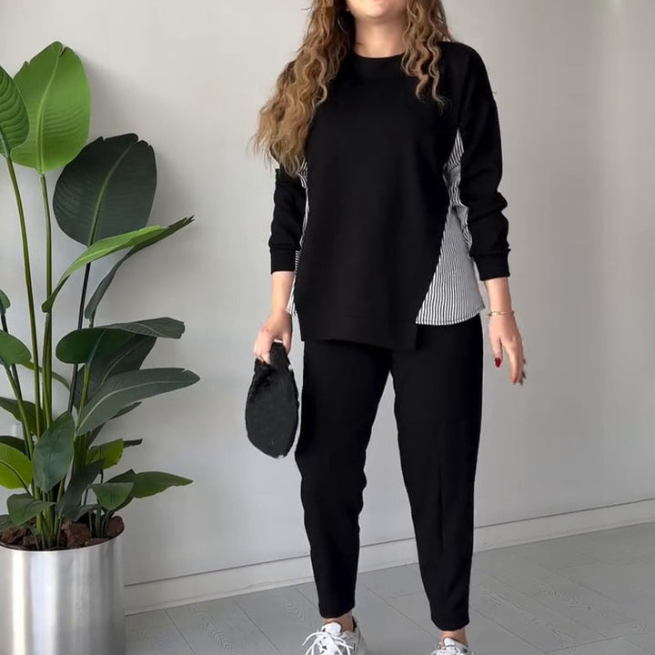 Bregje™ Modisches Damen-Set mit asymmetrischem Top und Hose