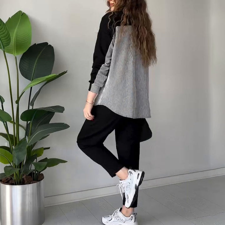 Bregje™ Modisches Damen-Set mit asymmetrischem Top und Hose