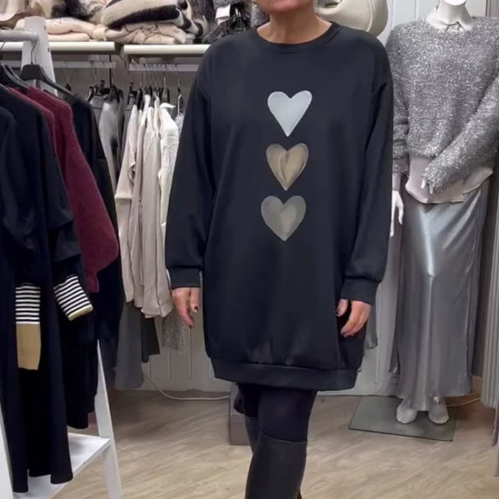 Alana™ Oversized Sweatshirt-Jurk met Hartprint