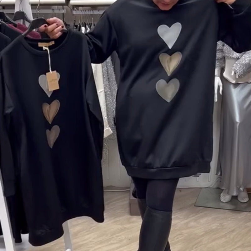 Alana™ Oversized Sweatshirt-Jurk met Hartprint