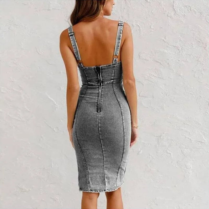 Annelies™ Denim Look Midi Jurk
