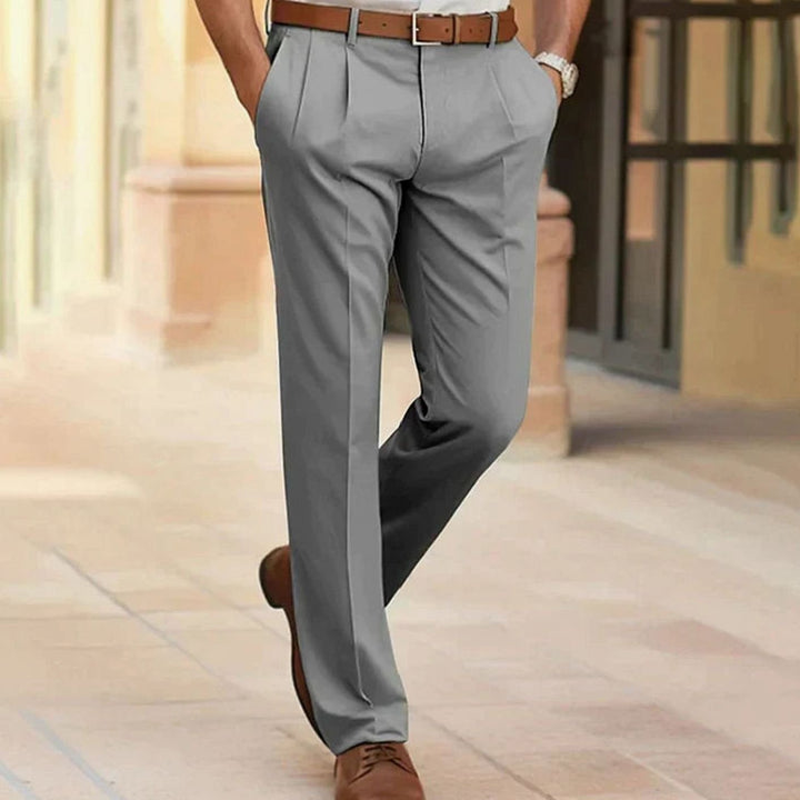 Stijlvolle Geplooide Businesspantalon Heren Slim Fit - Grijs