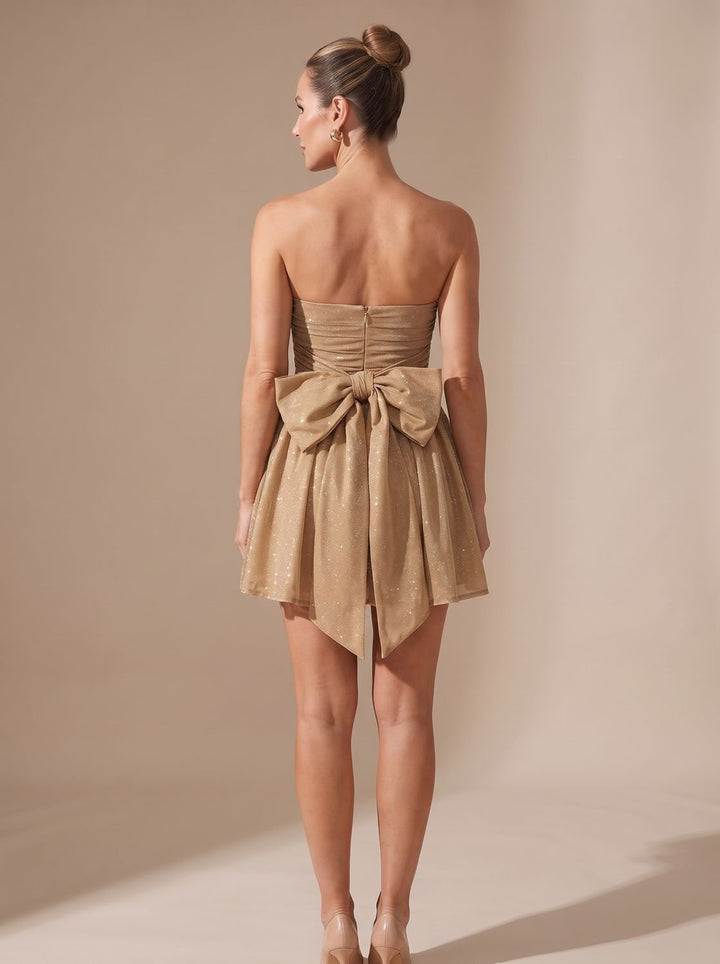 Strapless Glitter Feestjurk Dames Mini A-line