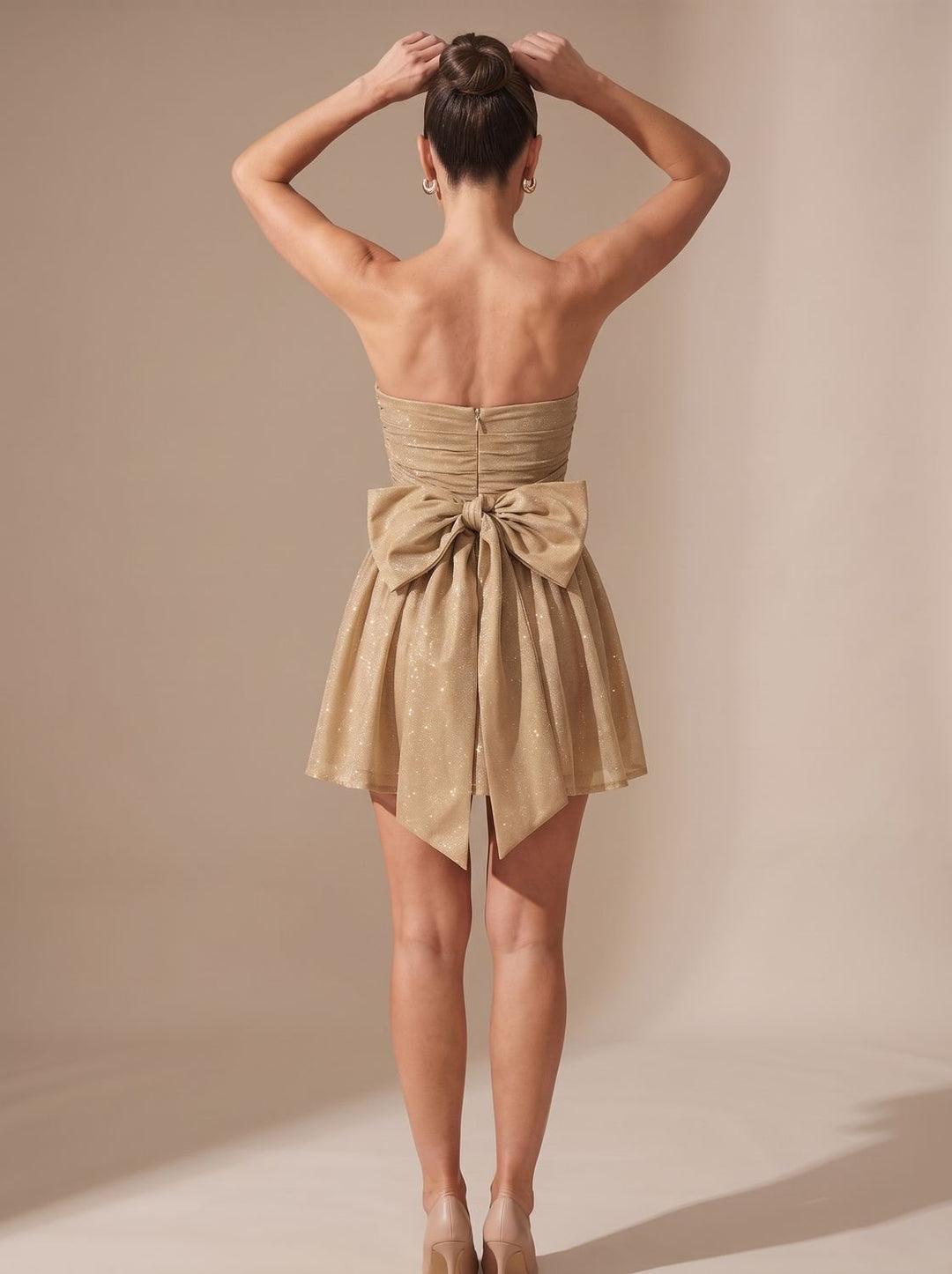 Strapless Glitter Feestjurk Dames Mini A-line