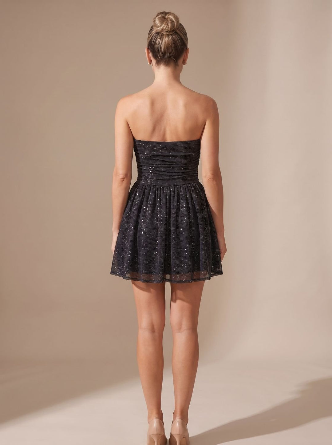 Strapless Glitter Feestjurk Dames Mini A-line