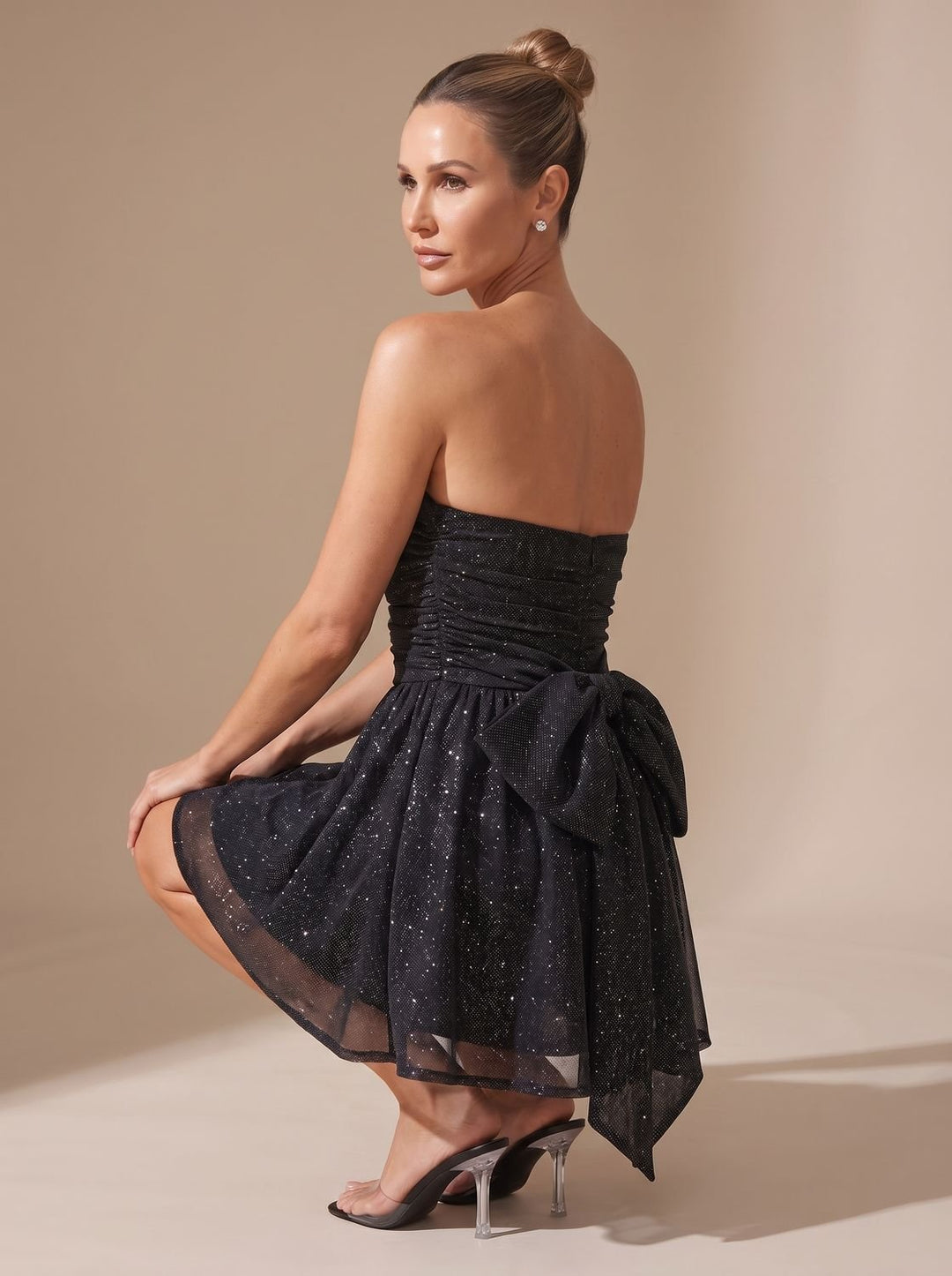 Strapless Glitter Feestjurk Dames Mini A-line