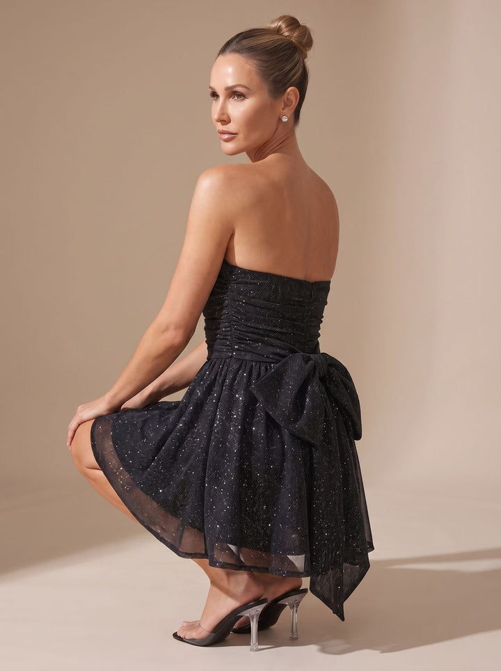 Strapless Glitter Feestjurk Dames Mini A-line
