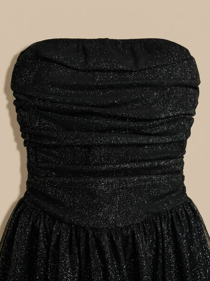 Strapless Glitter Feestjurk Dames Mini A-line
