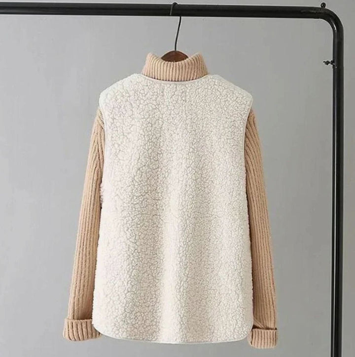 Teddy Gilet Dames Mouwloos V-hals Cardigan Knoopsluiting