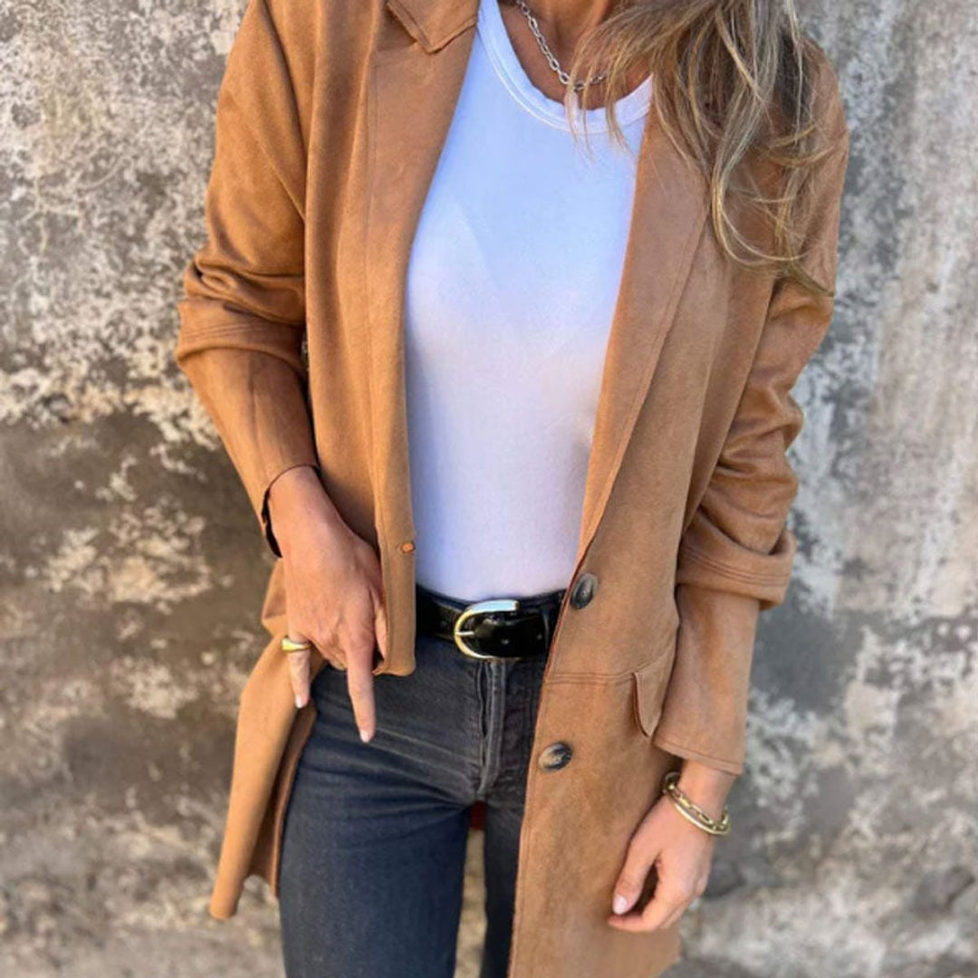 Trenchcoat Dames Elegante Lange Blazerjas met Revers