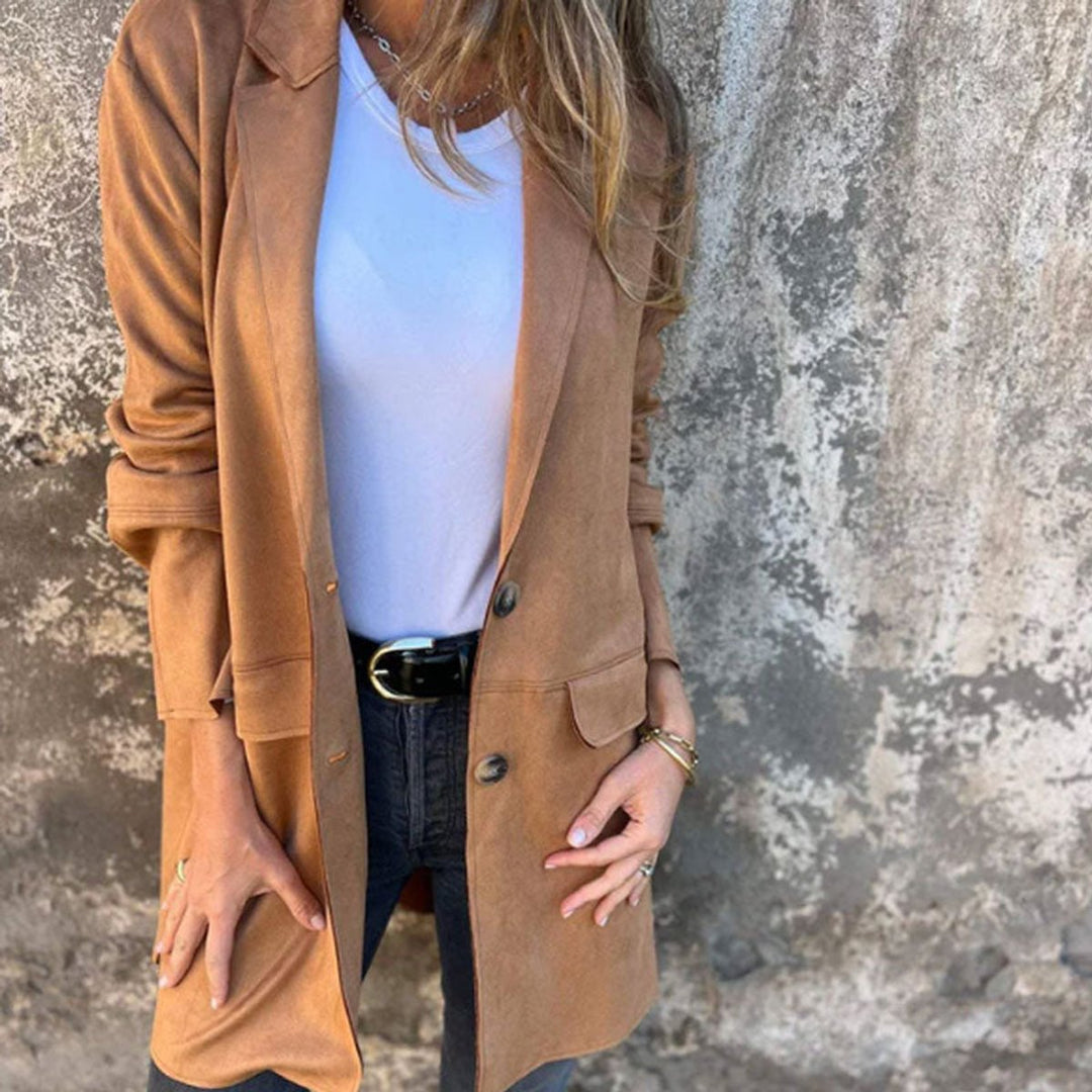 Trenchcoat Dames Elegante Lange Blazerjas met Revers