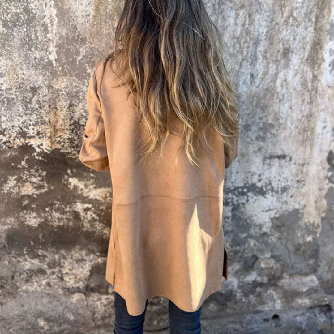 Trenchcoat Dames Elegante Lange Blazerjas met Revers