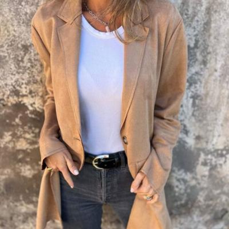 Trenchcoat Dames Elegante Lange Blazerjas met Revers