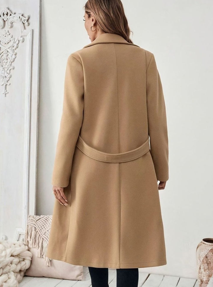 Trenchcoat Dames Lange Winterjas Notch-Revers Zijzakken