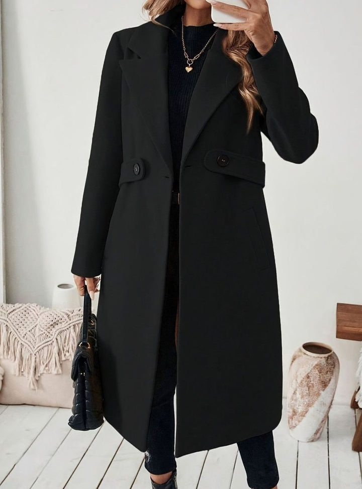 Trenchcoat Dames Lange Winterjas Notch-Revers Zijzakken