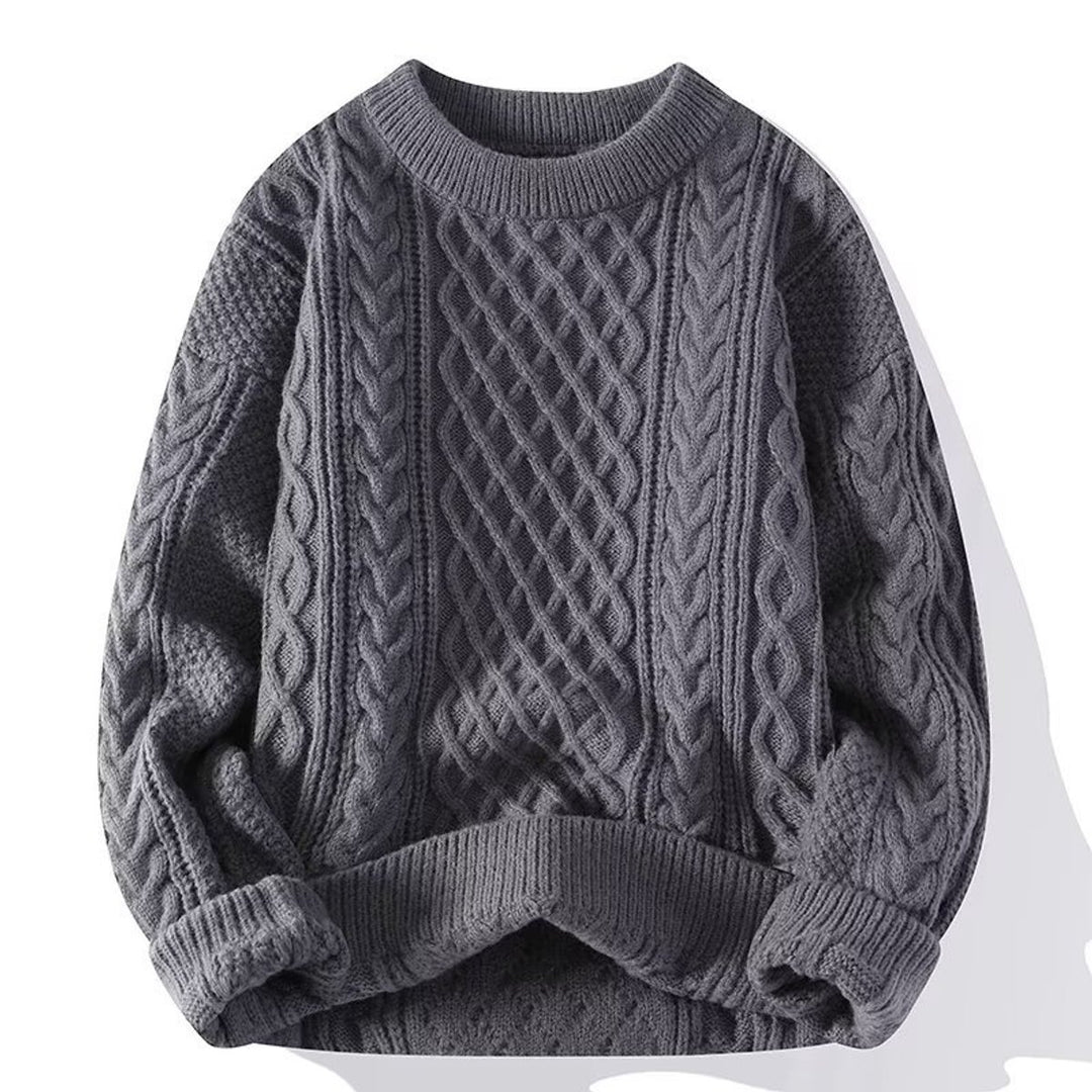 Trui Dames Grofgebreide Kabelpatroon Pullover Ronde Hals - Grijs