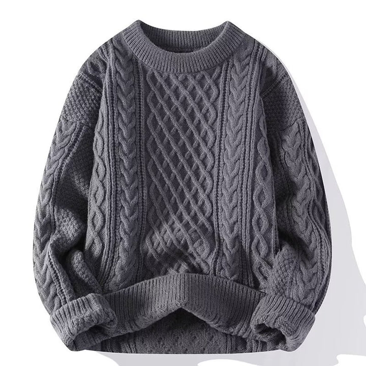 Trui Dames Grofgebreide Kabelpatroon Pullover Ronde Hals - Grijs