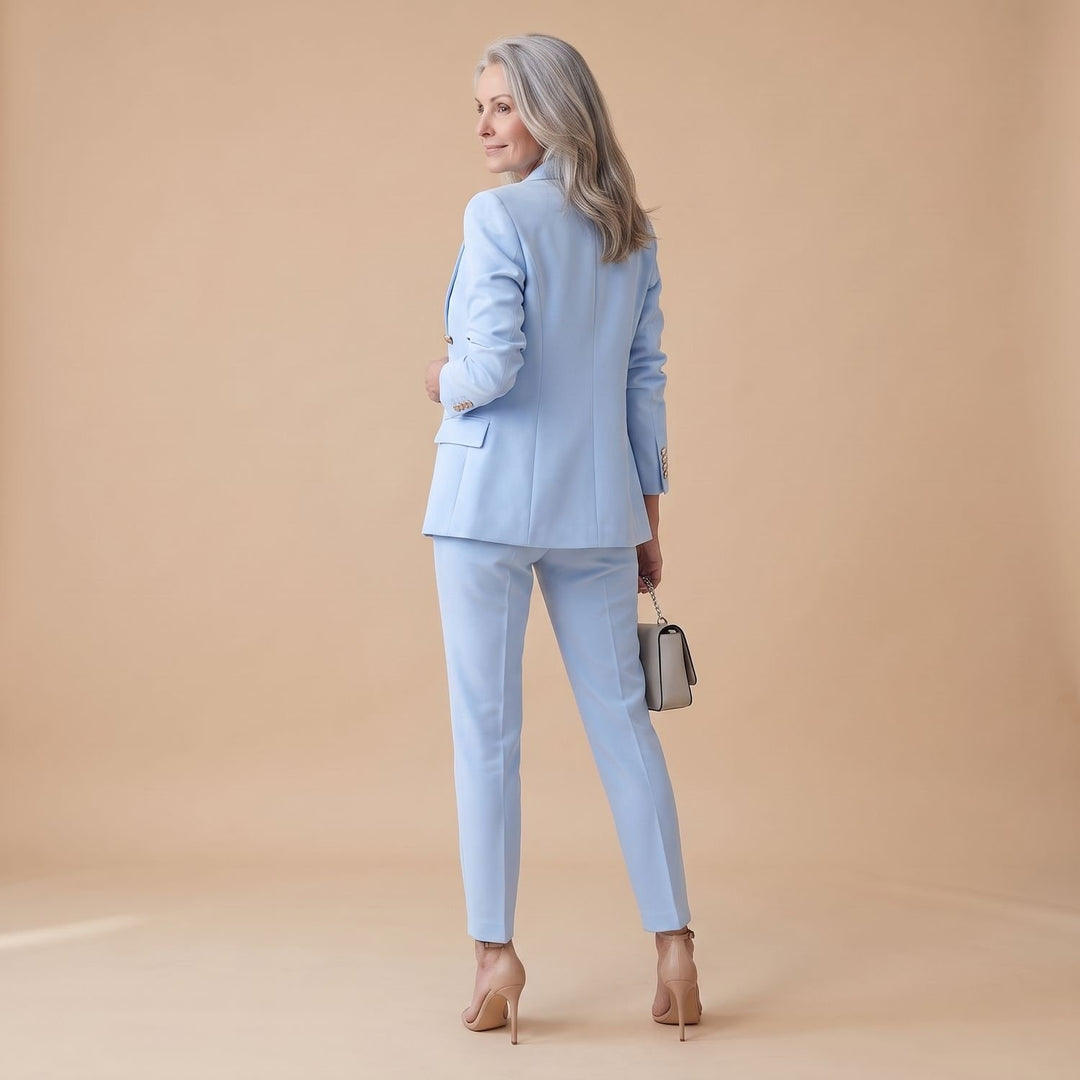 Tweedelige Set Dames Blazer Broekpak Dubbele Rij Knopen