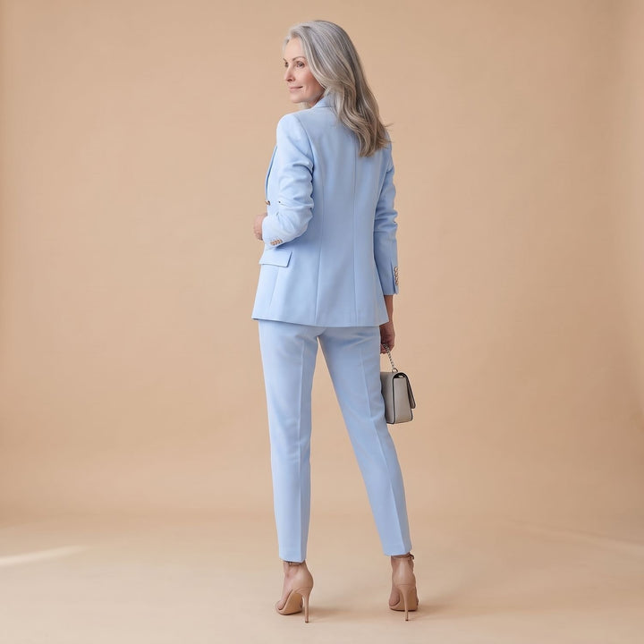 Tweedelige Set Dames Blazer Broekpak Dubbele Rij Knopen