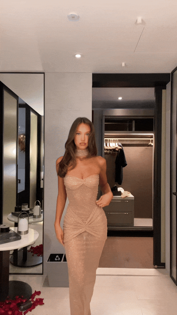 Gisela | Glamoureuze Glanzende Transparante Avondjurk – Verleidelijke Elegant