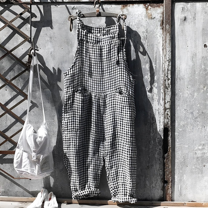 Unisex Gestreepte Vintage Relaxed-Fit Tuinbroek Overall - Zwart