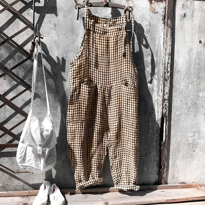 Unisex Gestreepte Vintage Relaxed-Fit Tuinbroek Overall - Bruin