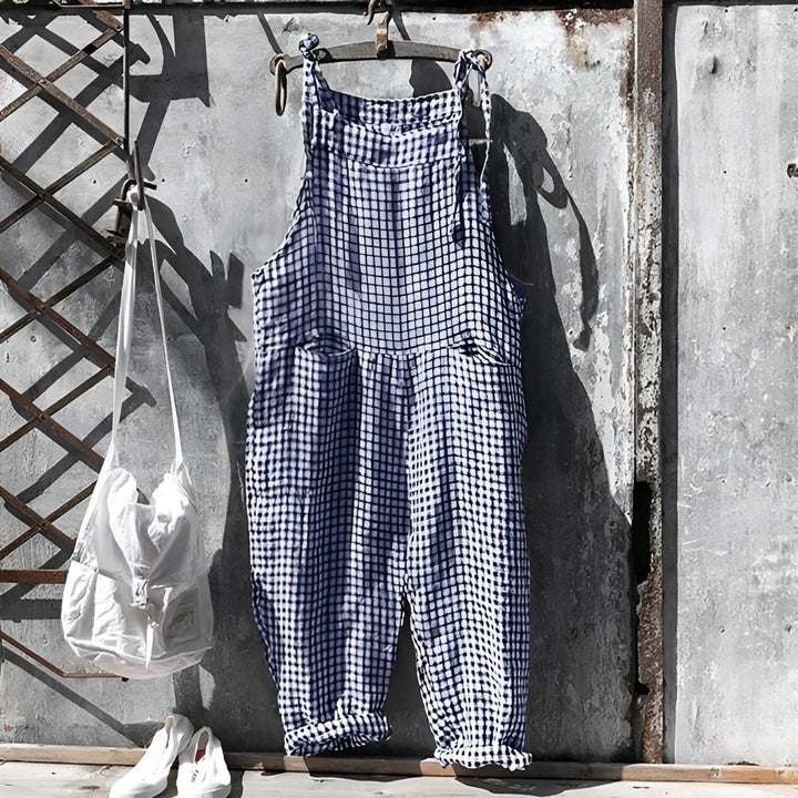 Unisex Gestreepte Vintage Relaxed-Fit Tuinbroek Overall - Donkerblauw