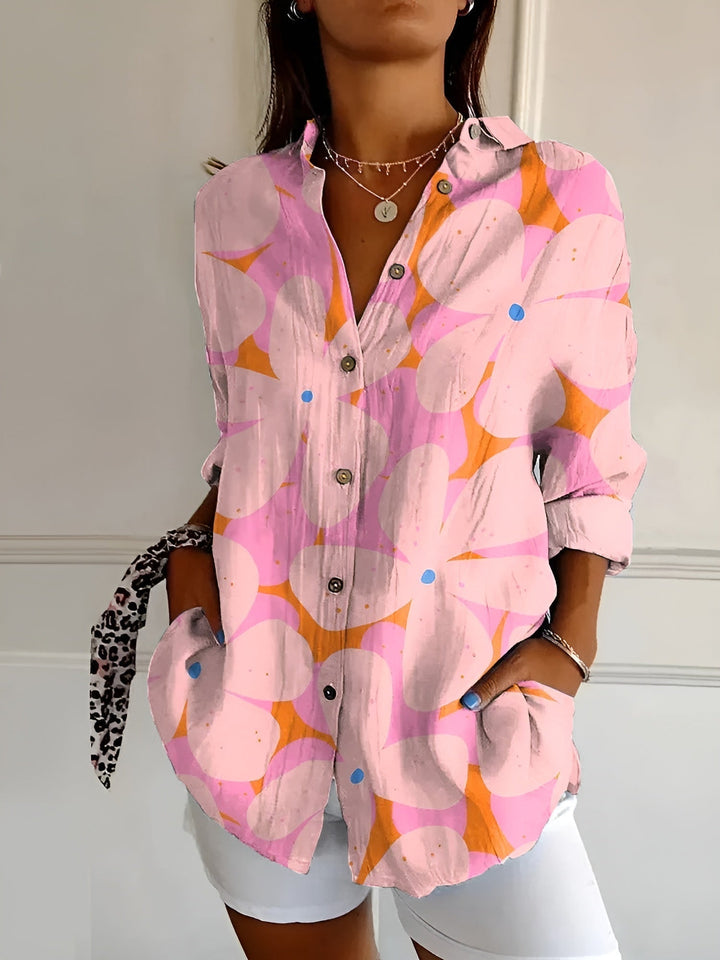Ella | Dames Bloemen Knoop Voorkant Blouse