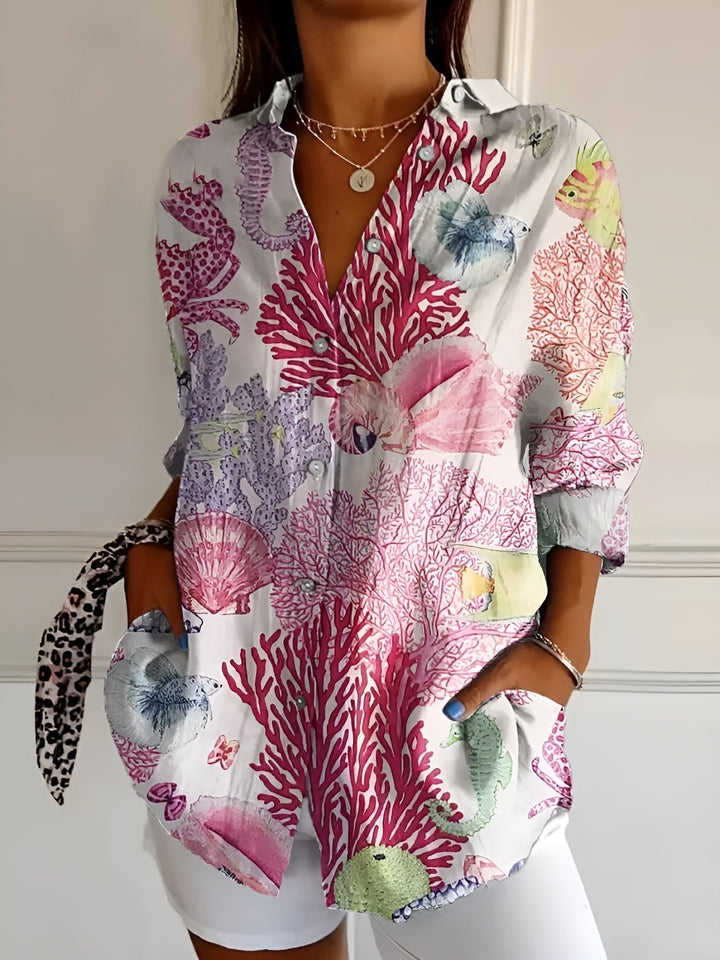 Ella | Dames Bloemen Knoop Voorkant Blouse