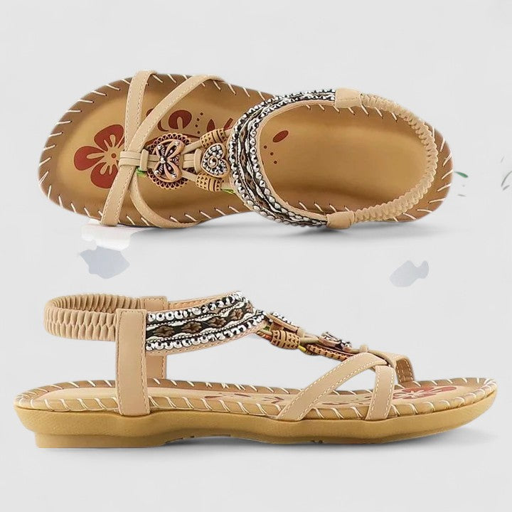 Athena | Damen Riemchen Flache Sandalen mit offenem Zeh