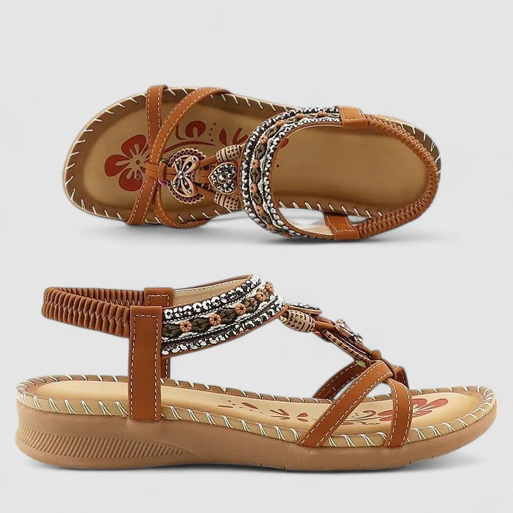 Athena | Damen Riemchen Flache Sandalen mit offenem Zeh