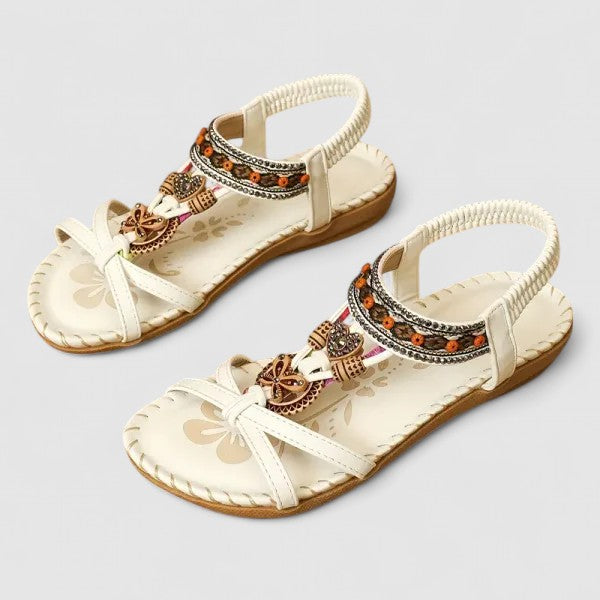 Athena | Damen Riemchen Flache Sandalen mit offenem Zeh