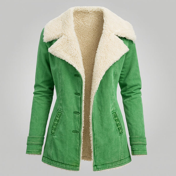Warme Fleece-Gevoerde Knoop Jas Dames Verlengde Snit