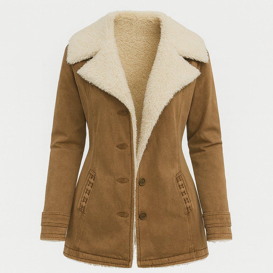 Warme Fleece-Gevoerde Knoop Jas Dames Verlengde Snit