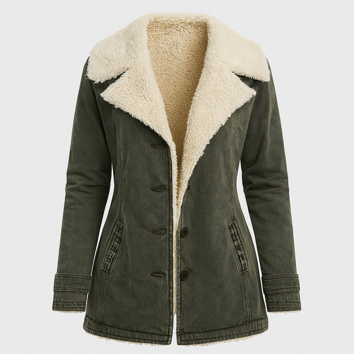Warme Fleece-Gevoerde Knoop Jas Dames Verlengde Snit