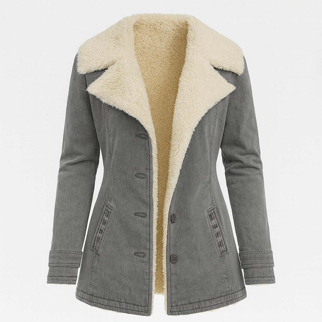 Warme Fleece-Gevoerde Knoop Jas Dames Verlengde Snit