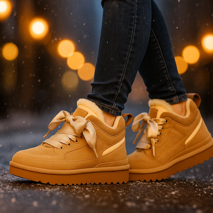 Warme Gevoerde Laarzen Dames Veterschoenen Antislip Winterboots