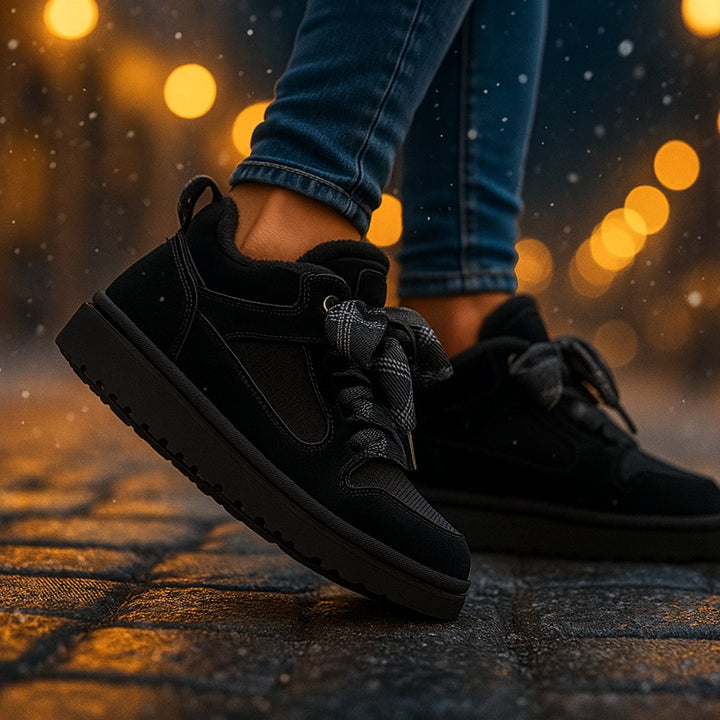 Warme Gevoerde Laarzen Dames Veterschoenen Antislip Winterboots
