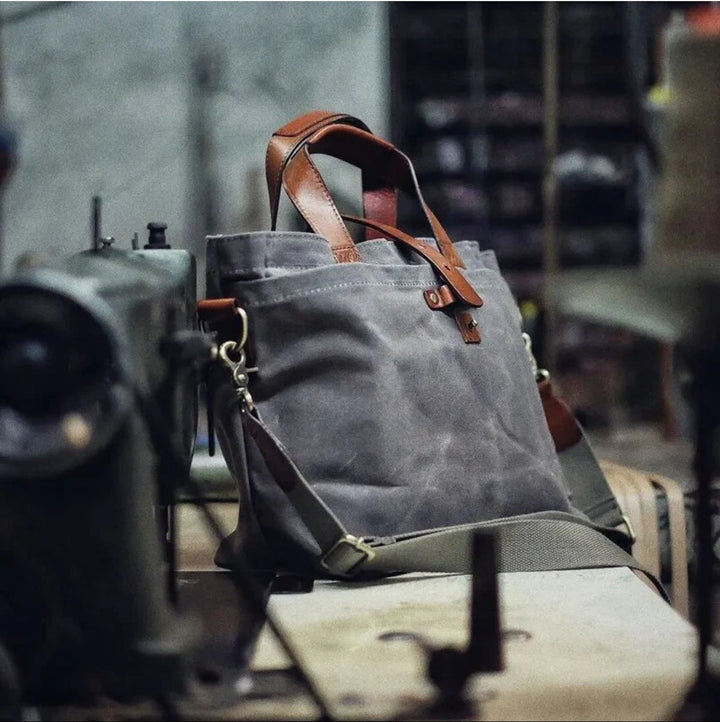 Waterdichte Gewaxed Canvas Tote Bag Leren Handvatten