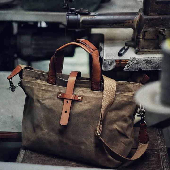 Waterdichte Gewaxed Canvas Tote Bag Leren Handvatten