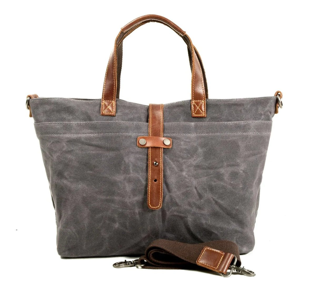 Waterdichte Gewaxed Canvas Tote Bag Leren Handvatten